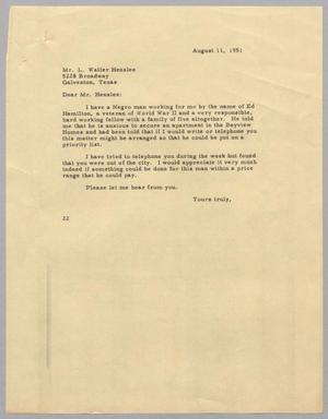 [Letter from Daniel W. Kempner to L. Walter Henslee, August 11, 1951]
