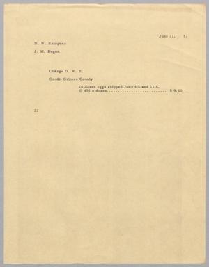 [Letter from Daniel W. Kempner to John M. Hogan, June 21, 1951]