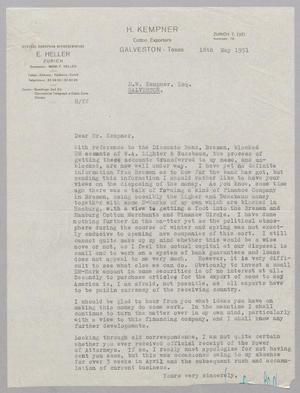 [Letter from Mark F. Heller to Daniel W. Kempner, May 18, 1951]