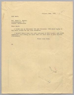 [Letter from Daniel Webster Kempner to Mark F. Heller, January 13, 1951]