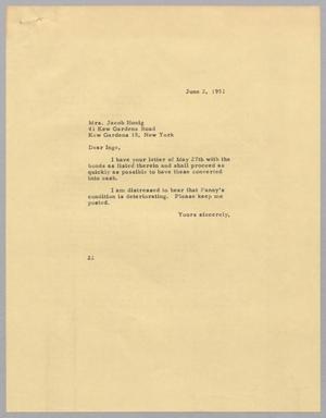 [Letter from Daniel W. Kempner to Jacob Hoing, June 2, 1951]