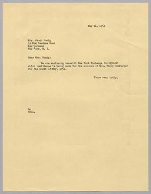 Primary view of object titled '[Letter from A. H. Blackshear to Inge Hoing, May 14, 1951]'.