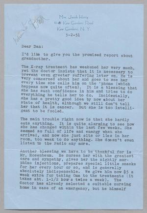 [Letter from Inge Honig to D. W. Kempner, May 2, 1951]