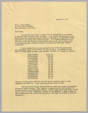 [Letter from Daniel W. Kempner to Inge Honig, April 10, 1951]
