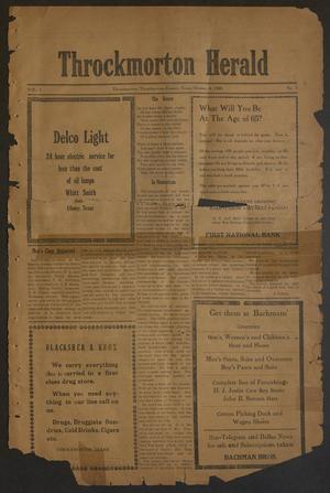 Primary view of object titled 'Throckmorton Herald (Throckmorton, Tex.), Vol. 1, No. 7, Ed. 1 Friday, October 8, 1920'.