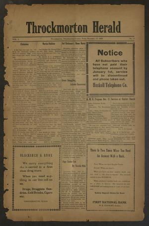 Primary view of object titled 'Throckmorton Herald (Throckmorton, Tex.), Vol. 1, No. 17, Ed. 1 Friday, December 17, 1920'.