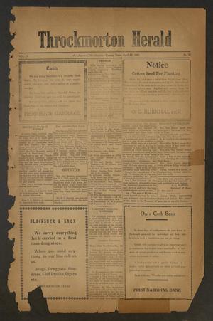 Primary view of object titled 'Throckmorton Herald (Throckmorton, Tex.), Vol. 1, No. 35, Ed. 1 Friday, April 22, 1921'.
