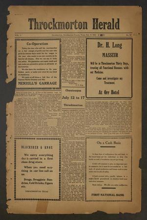 Primary view of object titled 'Throckmorton Herald (Throckmorton, Tex.), Vol. 1, No. 45, Ed. 1 Friday, July 8, 1921'.