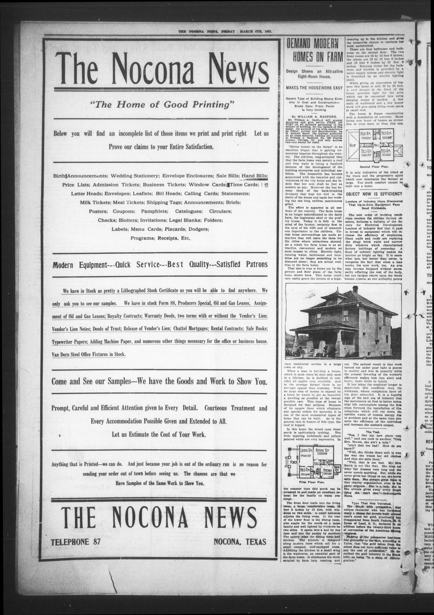 The Nocona News. (Nocona, Tex.), Vol. 16, No. 39, Ed. 1 Friday, March 4, 1921
                                                
                                                    [Sequence #]: 6 of 8
                                                