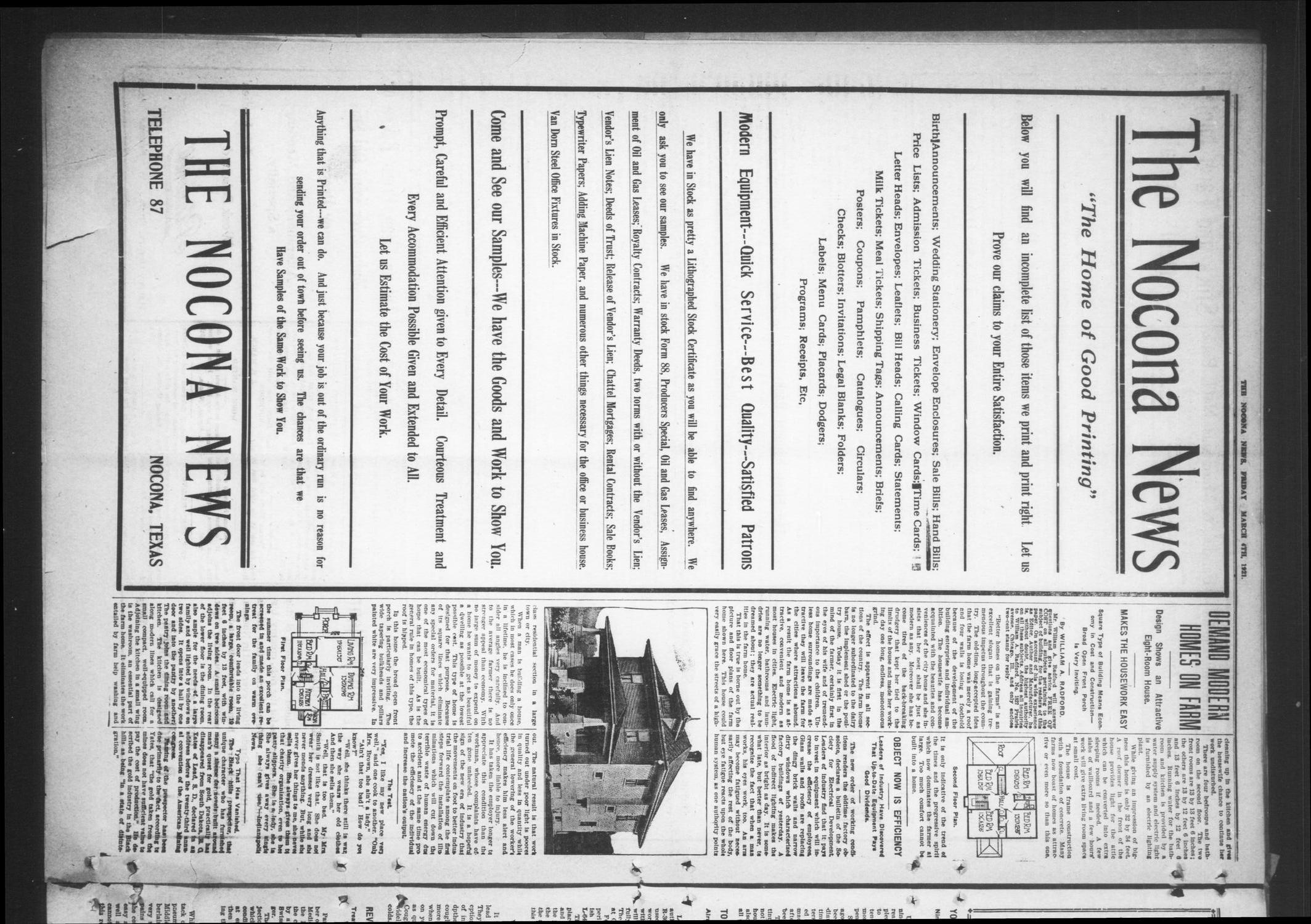 The Nocona News. (Nocona, Tex.), Vol. 16, No. 39, Ed. 1 Friday, March 4, 1921
                                                
                                                    [Sequence #]: 6 of 8
                                                
