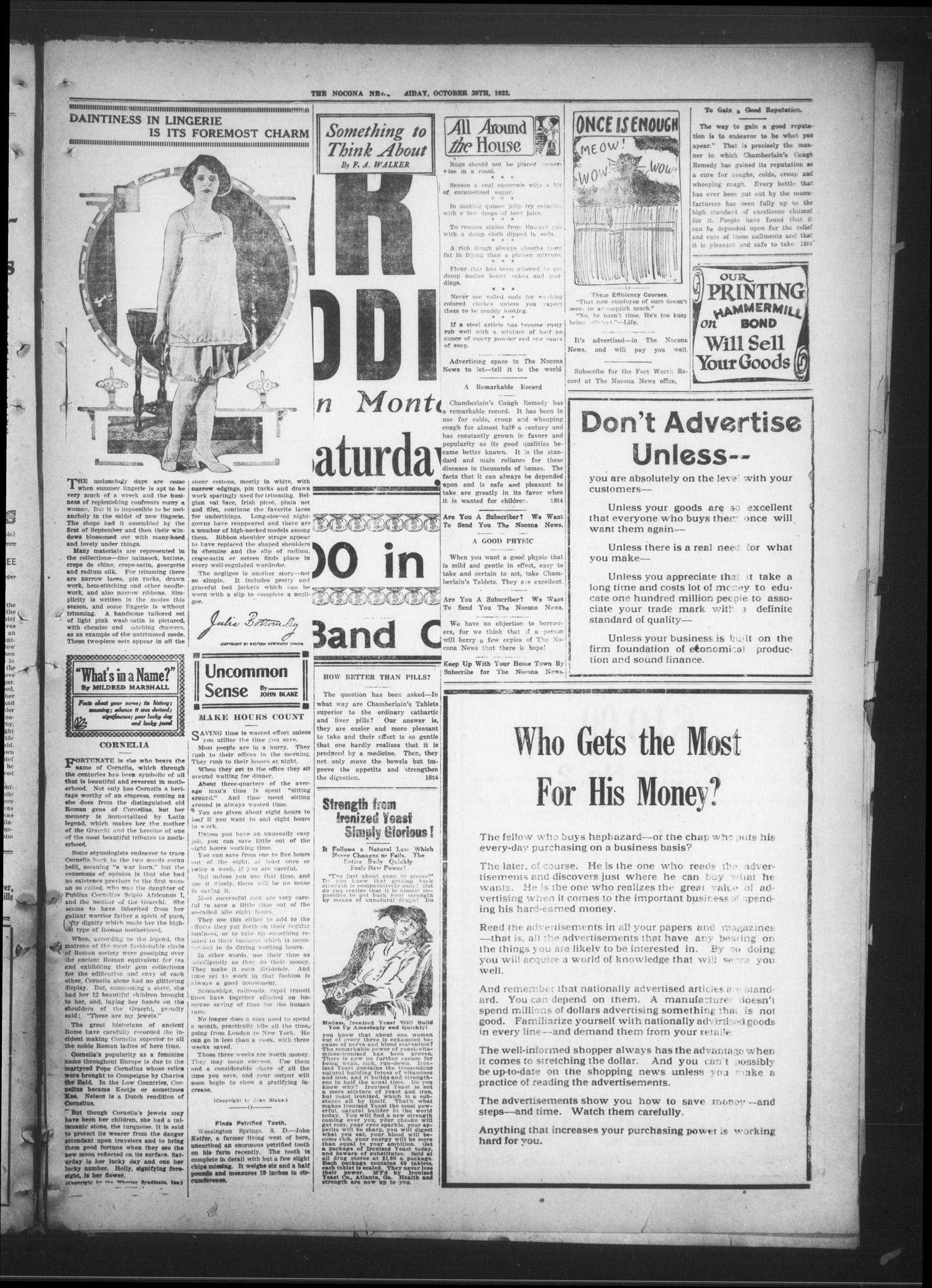 The Nocona News. (Nocona, Tex.), Vol. 18, No. 20, Ed. 1 Friday, October 20, 1922
                                                
                                                    [Sequence #]: 3 of 8
                                                