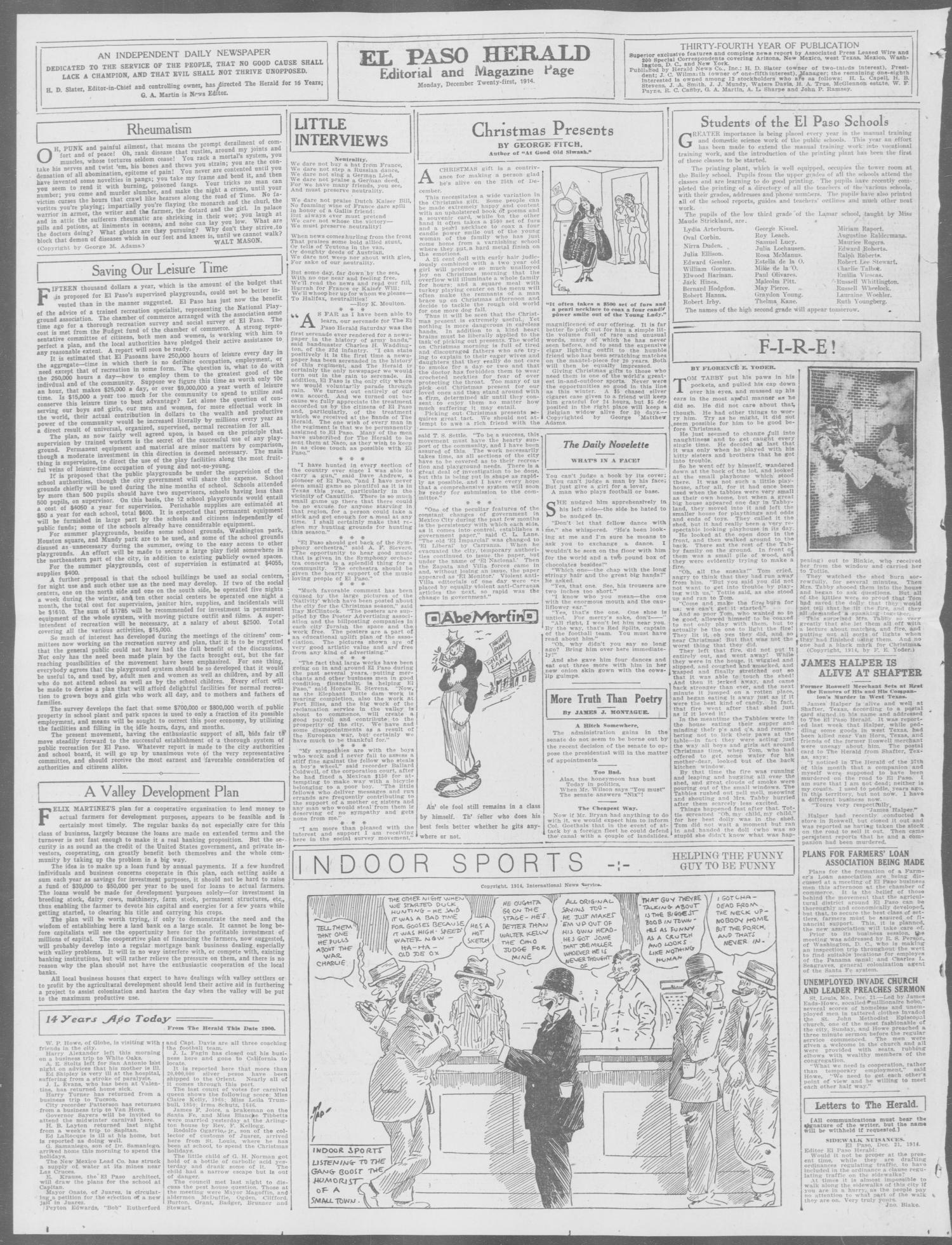 El Paso Herald (El Paso, Tex.), Ed. 1, Monday, December 21, 1914
                                                
                                                    [Sequence #]: 4 of 12
                                                