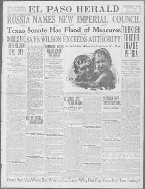 Primary view of object titled 'El Paso Herald (El Paso, Tex.), Ed. 1, Wednesday, January 13, 1915'.