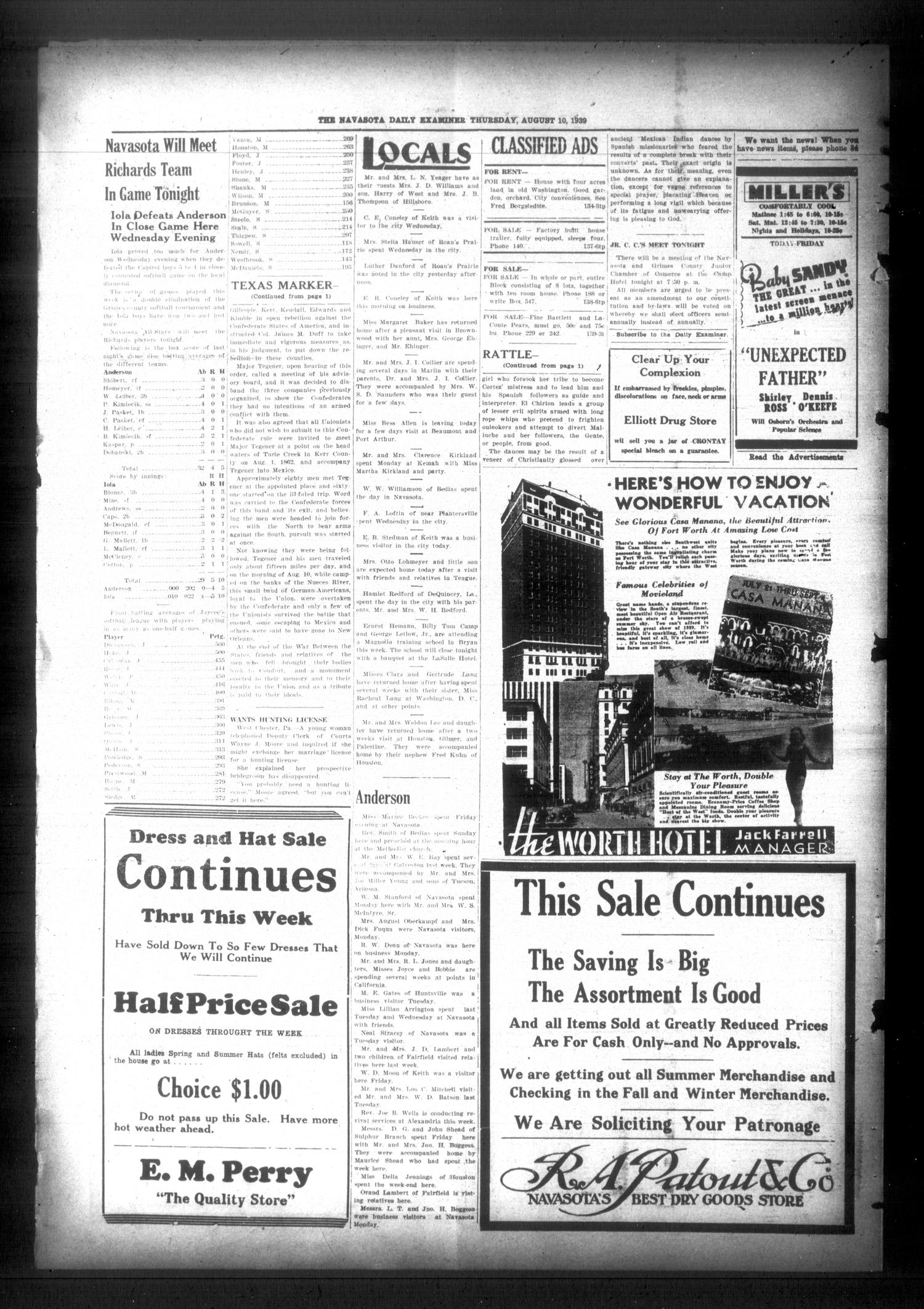 Navasota Daily Examiner (Navasota, Tex.), Vol. 44, No. 139, Ed. 1 Thursday, August 10, 1939
                                                
                                                    [Sequence #]: 4 of 4
                                                
