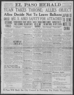 Primary view of object titled 'El Paso Herald (El Paso, Tex.), Ed. 1, Saturday, December 11, 1915'.