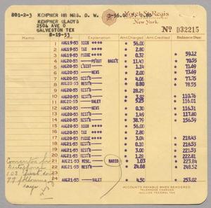 [Invoice for Charges by Hotel St. Regis, August 1953]