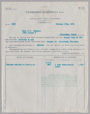 [Shipping Notice from Ulderigo Martelli Ltd., October 23, 1953]