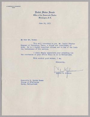 [Letter from Lyndon B. Johnson to R. Borden Reams, June 16, 1953]