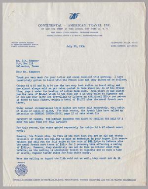 [Letter from Lee Guth to D. W. Kempner, July 20, 1954]