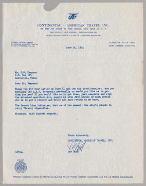 [Letter from Lee Guth to D. W. Kempner, June 24, 1954]