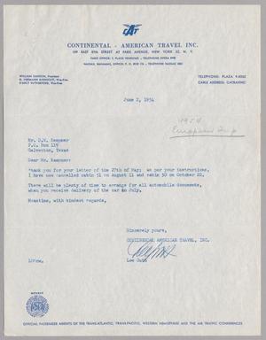 [Letter from Lee Guth to D. W. Kempner, June 2, 1954]