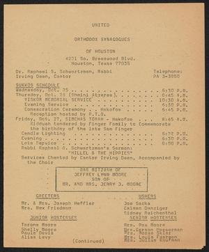 United Orthodox Synagogues of Houston Newsletter, [Period Starting] October 25, 1967
