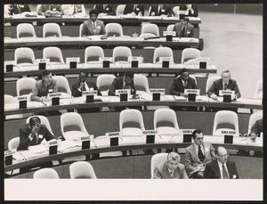 Primary view of object titled '[Lee Brown at the United Nations]'.