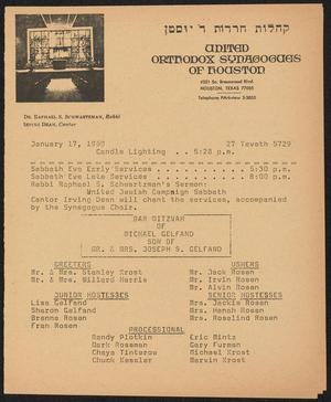 United Orthodox Synagogues of Houston Newsletter, [Week Starting] January 17, 1969