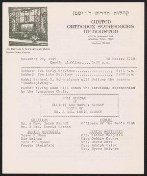 United Orthodox Synagogues of Houston Newsletter, [Week Starting] November 28, 1969