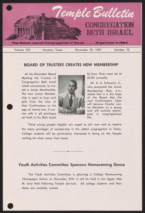 Temple Bulletin, Volume 103, Number 10, December 1957
