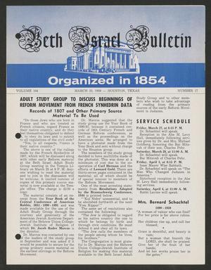 Primary view of object titled 'Beth Israel Bulletin, Volume 104, Number 17, March 1959'.