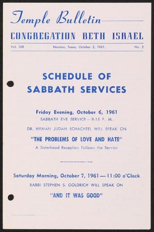 Temple Bulletin, Volume 108, Number 2, October 1961