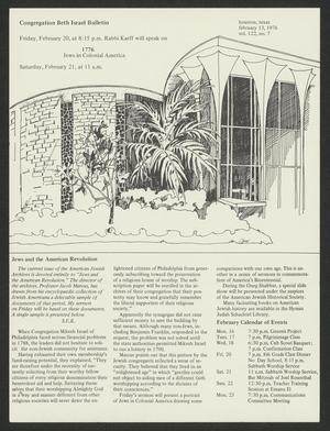 Congregation Beth Israel Bulletin, Volume 122, Number 7, February 1976