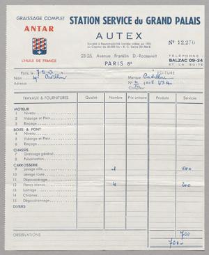 [Invoice for Station Service du Grand Palais, May 7, 1953]