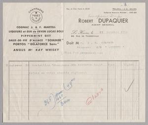 [Invoice for Robert Dupaquier, October 21, 1954]