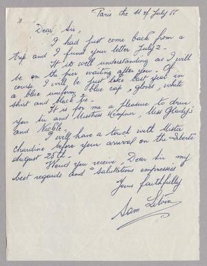 [Letter from Sam Litvin to Daniel W. Kempner, July 11, 1955]
