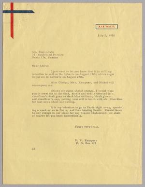 [Letter from D. W. Kempner to Sam Litvin, July 2, 1955]