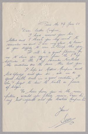 [Letter from Sam Litvin to Daniel W. Kempner, January 27, 1954]