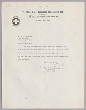 [Letter from The White Cross Insurance Company Limited of London to D. W. Kempner, December 20, 1955]