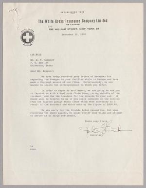 [Letter from The White Cross Insurance Company Limited of London to D. W. Kempner, December 13, 1955]