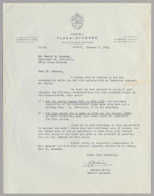 [Letter from Georges Marin to Daniel W. Kempner, October 7, 1955]