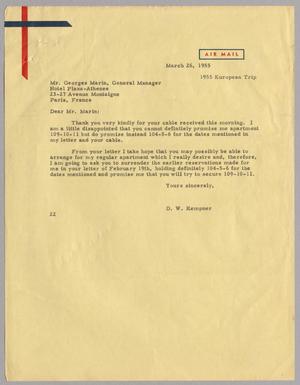 [Letter from D. W. Kempner to Georges Marin, March 26, 1955]