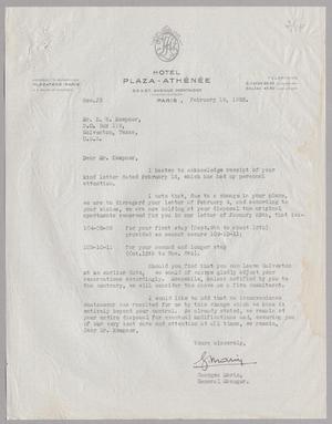 [Letter from Georges Marin to Daniel W. Kempner, February 19, 1955]