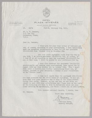 [Letter from Georges Marin to Daniel W. Kempner, February 8, 1955]