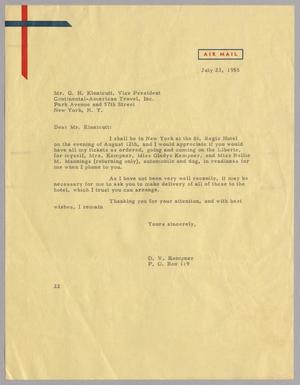 [Letter from D. W. Kempner to G. H. Kinnicutt, July 23, 1955]