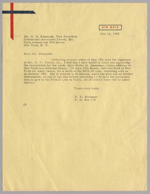 [Letter from D. W. Kempner to G. H. Kinnicutt, July 14, 1955]