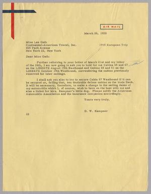 [Letter from D. W. Kempner to Lee Guth, March 26, 1955]
