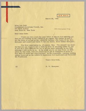 [Letter from D. W. Kempner to Lee Guth, March 24, 1955]