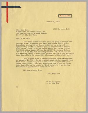 [Letter from D. W. Kempner to Lee Guth, March 15, 1955]