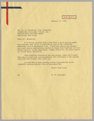 [Letter from D. W. Kempner to G. H. Kinnicutt, January 17, 1955]